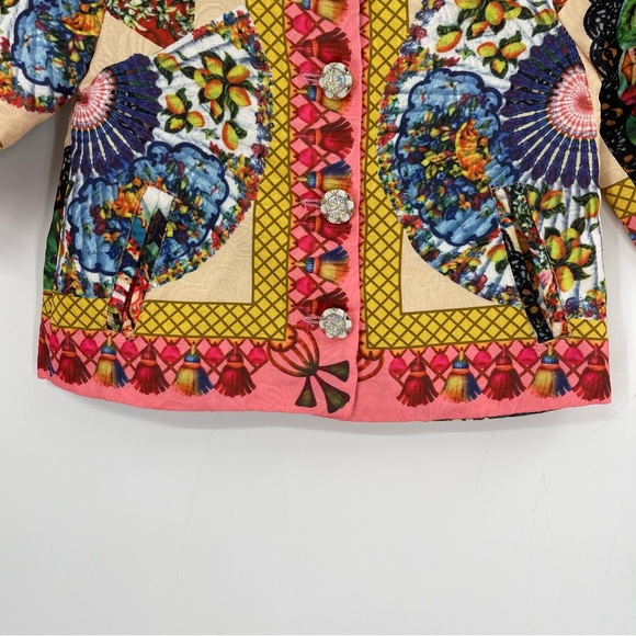 Asian Inspired Print Girls Quilted Jacket Coat - Picture 3 of 12
